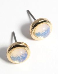 Gold Plated Stud Earrings with Moonstone - link has visual effect only