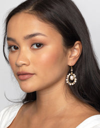 Gold Plated Teardrop Earrings with Freshwater Pearls - link has visual effect only
