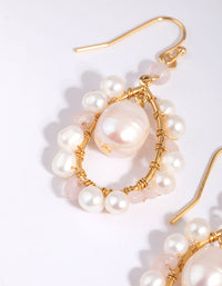 Gold Plated Teardrop Earrings with Freshwater Pearls - link has visual effect only