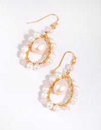 Gold Plated Teardrop Earrings with Freshwater Pearls - link has visual effect only