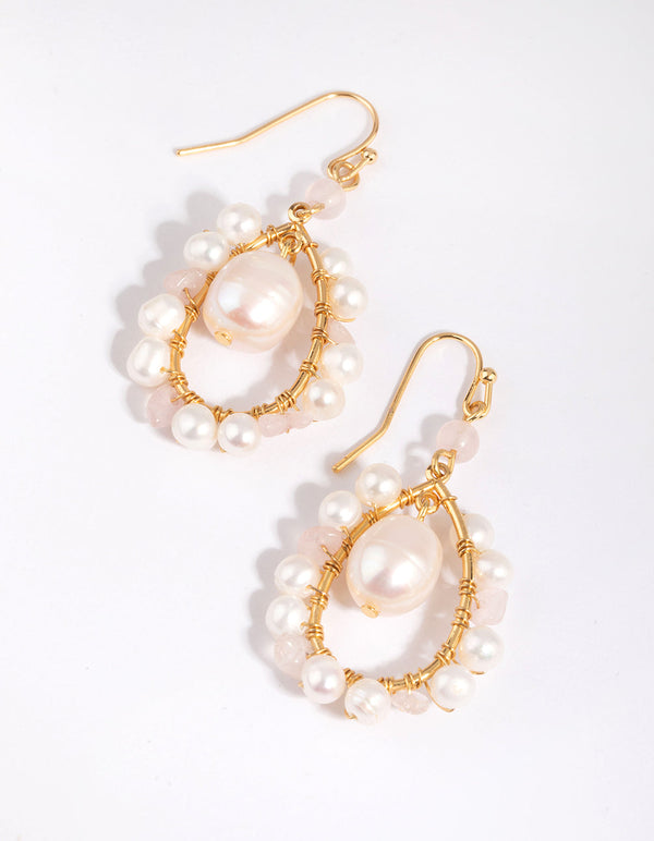 Gold Plated Teardrop Earrings with Freshwater Pearls