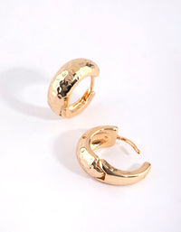 Gold Plated Hammered Huggie Hoop Earrings - link has visual effect only