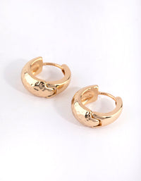 Gold Plated Hammered Huggie Hoop Earrings - link has visual effect only