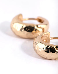 Gold Plated Hammered Huggie Hoop Earrings - link has visual effect only