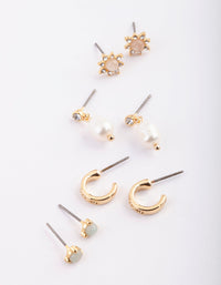 Gold Plated Earrings Pack with Freshwater Pearls - link has visual effect only
