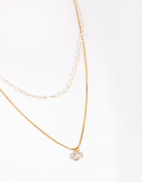 Gold Plated Necklace with Clear Stones - link has visual effect only