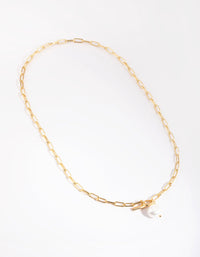 Gold Plated Fob Necklace with Freshwater Pearls - link has visual effect only