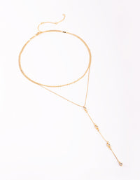 Gold Plated Lariat Necklace Set - link has visual effect only