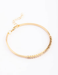 Gold Plated Baguette Bangle with Cubic Zirconia - link has visual effect only