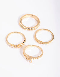 Gold Plated Mixed Shape Ring Stack Pack - link has visual effect only