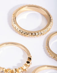 Gold Plated Mixed Shape Ring Stack Pack - link has visual effect only