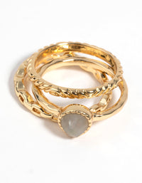 Gold Plated Ring Stack Pack with Labradorite - link has visual effect only