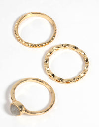 Gold Plated Ring Stack Pack with Labradorite - link has visual effect only