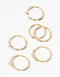 Vergulde ringstapelset met zoetwaterparels - link has visual effect only