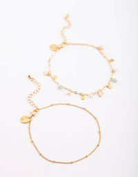 Gold Plated Charm Anklet with Semi-Precious Stones - link has visual effect only