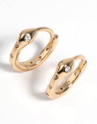 Gold Snake Huggie Hoop Earrings with Cubic Zirconia - link has visual effect only