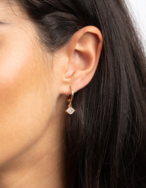 Gold Evil Eye Huggie Hoop Earrings