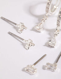 Silver Stack Pack Earrings with Cubic Zirconia - link has visual effect only