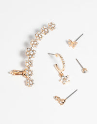 Gold Butterfly and Flower Earrings - link has visual effect only