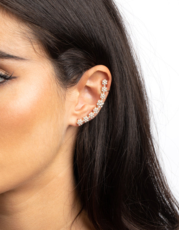 Gold Butterfly and Flower Earrings