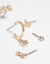 Gold Butterfly and Flower Earrings - link has visual effect only