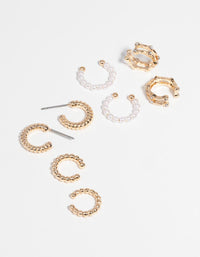 Gold Pearl and Twist Cuff Earring Pack - link has visual effect only