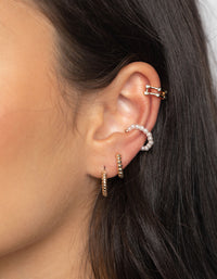 Gold Pearl and Twist Cuff Earring Pack - link has visual effect only