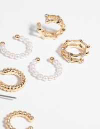 Gold Pearl and Twist Cuff Earring Pack - link has visual effect only
