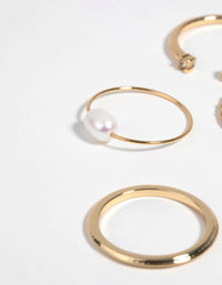 Gold Plated Ring Stack Pack with Freshwater Pearls - link has visual effect only
