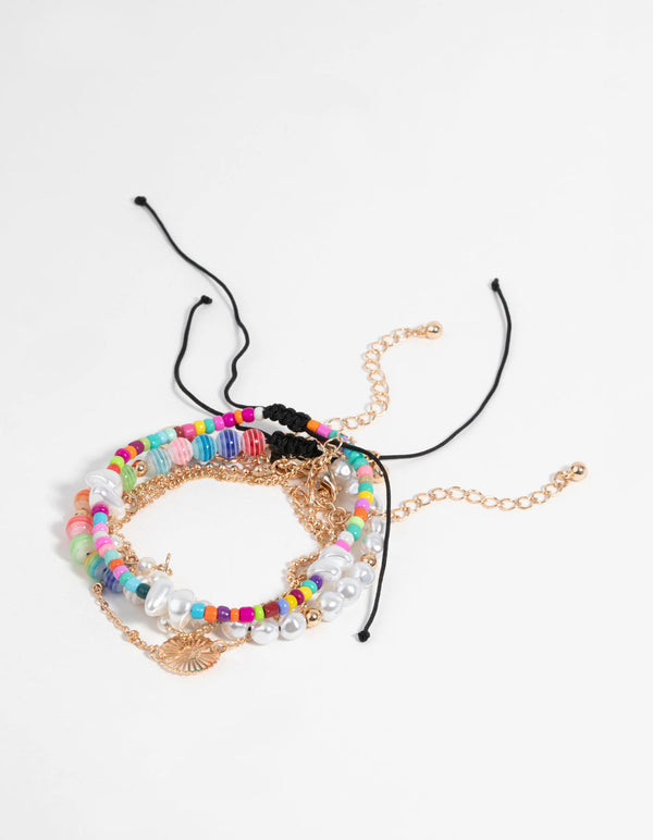 Colourful Bead and Pearl Bracelet Pack