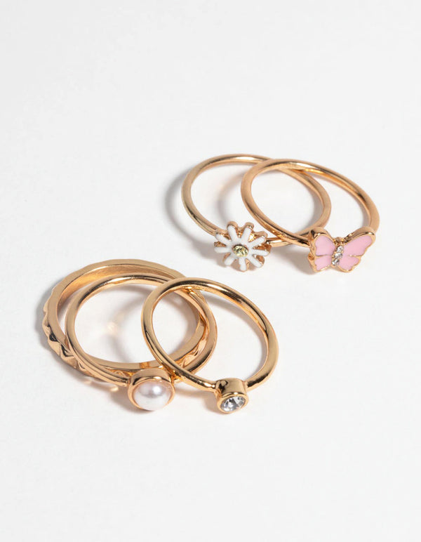 Pink Butterfly and Pearl Ring Pack