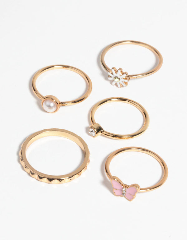 Pink Butterfly and Pearl Ring Pack