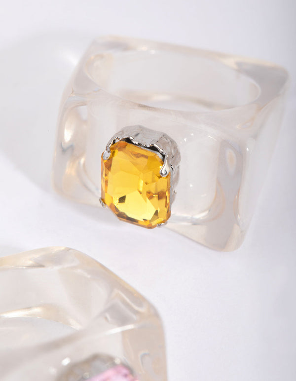 Yellow and Clear Ring Set