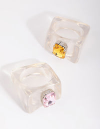 Yellow and Clear Ring Set - link has visual effect only