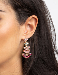 Gold and Red Fan Drop Earrings - link has visual effect only