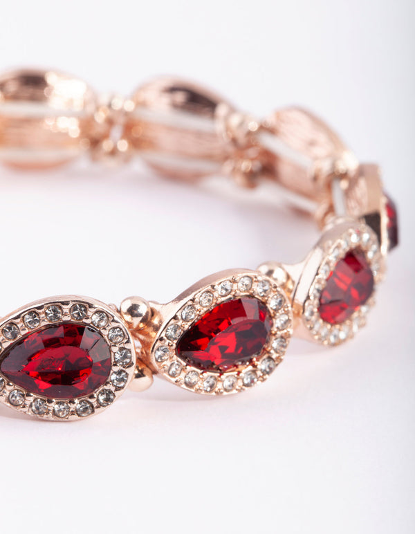 Rose Gold Pear Halo Bracelet