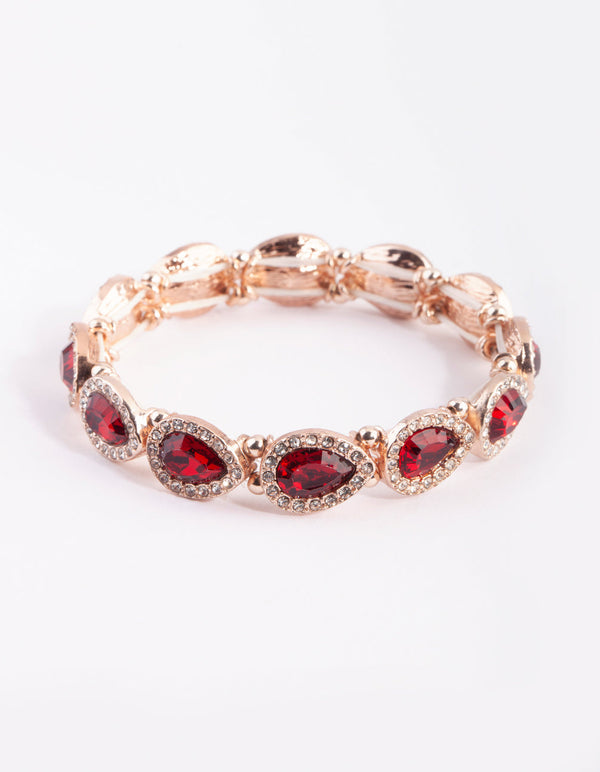 Rose Gold Pear Halo Bracelet