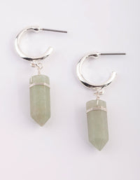 Silver Hoop Earrings with Green Fluorite - link has visual effect only