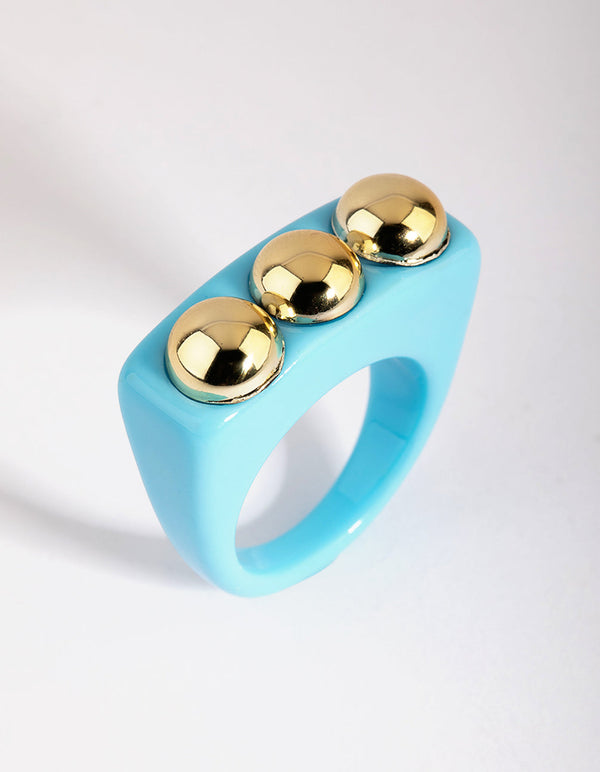 90s Blue and Gold Ring