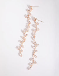 Rose Gold Cubic Zirconia Vine Drop Earrings - link has visual effect only