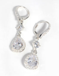 Silver Cubic Zirconia Pear Drop Earrings - link has visual effect only