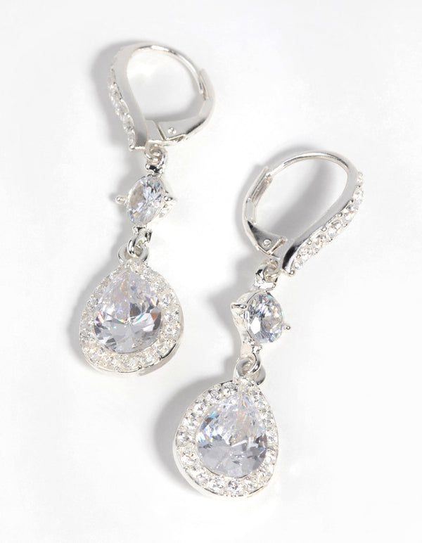Silver Cubic Zirconia Pear Drop Earrings
