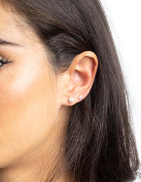 Silver Cubic Zirconia and Pearl Stud Earring Pack - link has visual effect only