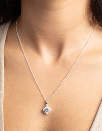 Silver Square Cut Cubic Zirconia Necklace and Earrings Set - link has visual effect only