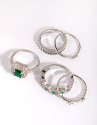 Emerald Cubic Zirconia Statement Ring Pack - link has visual effect only