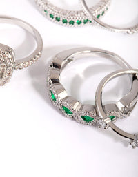 Emerald Cubic Zirconia Statement Ring Pack - link has visual effect only