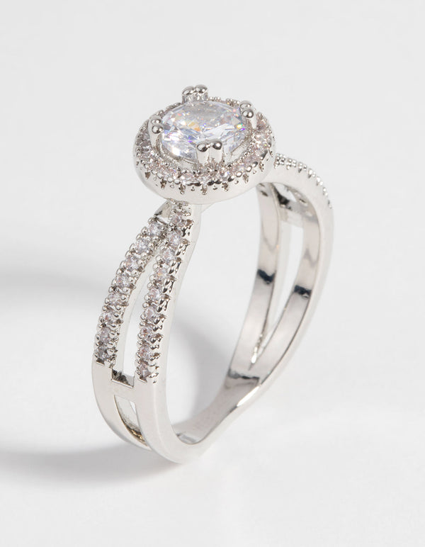 Rhodium Cubic Zirconia Ring