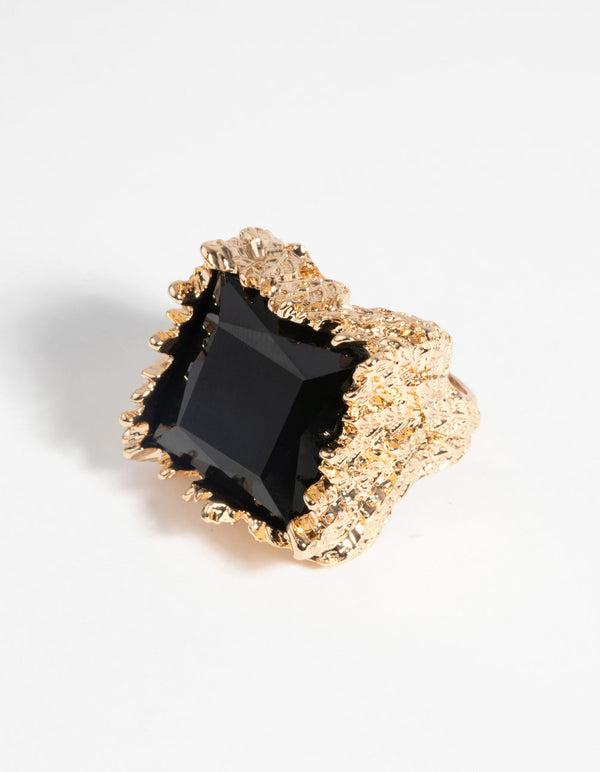 Gold and Black Stone Ring