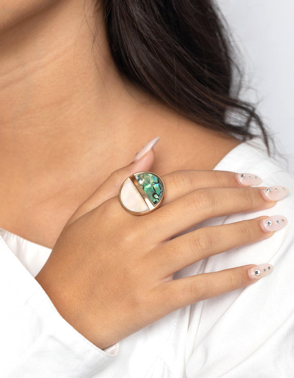 Gold and Marble Iridescent Ring