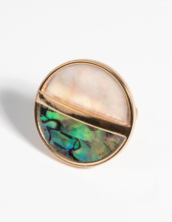 Gold and Marble Iridescent Ring